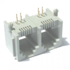 Jack RJ11 6P4C Duplo Para Placa ( YH55-08) Jack RJ11 6P4C Duplo Para Placa ( YH55-08)