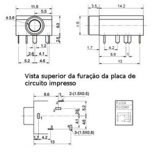Jack J2 Estéreo Para Placa Sem Rosca PJ-324 Jack J2 Estéreo Para Placa Sem Rosca PJ-324