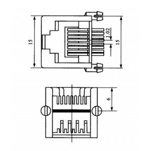 Jack RJ45 8P8C Para Placa (YH55-05-B) Jack RJ45 8P8C Para Placa (YH55-05-B)