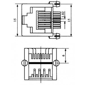 Jack RJ45 8P6C Para Placa (YH55-05) Jack RJ45 8P6C Para Placa (YH55-05)