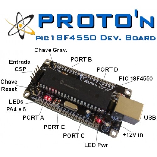 PROTO'n Placa De Desenvolvimento PIC18F4550 PROTO'n Placa De Desenvolvimento PIC18F4550