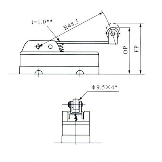 Chave Micro Switch KW15GW22-B Com Aste Longa e Roda Chave Micro Switch KW15GW22-B Com Aste Longa e Roda