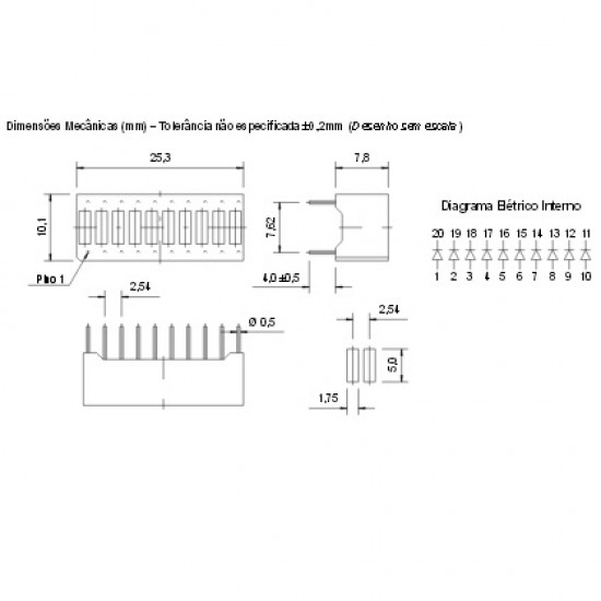 Barra De Led Vermelho Modelo: B210SR - Tipo Barra Grafica Barra De Led Vermelho Modelo: B210SR - Tipo Barra Grafica