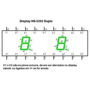 Display De Led Verde Catodo Duplo HS-5202AG Display De Led Verde Catodo Duplo HS-5202AG
