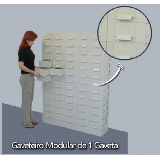 Base Modular Com Uma Gaveta - Cinza - GVT3 Base Modular Com Uma Gaveta - Cinza - GVT3