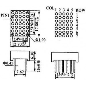 Matriz De Leds Vermelho Cátodo HS-757AS Matriz De Leds Vermelho Cátodo HS-757AS