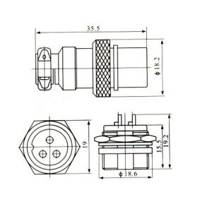 Conector Mike LS-3002-3009 3 Vias Prateado Macho E Femea