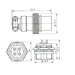 Conector Mike LS-3003-3010 4 Vias Prateado Macho E Femea