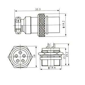 Conector Mike LS-3004-3011 5 Vias Prateado Macho E Fêmea