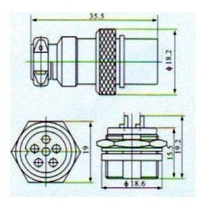 Conector Mike LS-3005-3012 6 Vias Prateado Macho E Femea