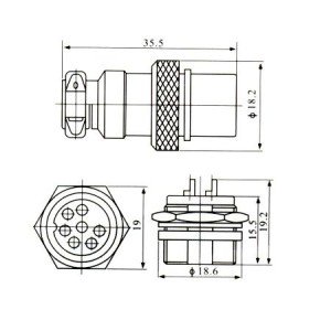 Conector Mike LS-3006-3013 7 Vias Prateado Macho E Femea