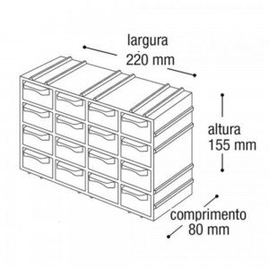 Organizador 7001 Plástico 16 Gavetas 15,5 x 22 x 8 cm Organizador 7001 Plástico 16 Gavetas 15,5 x 22 x 8 cm