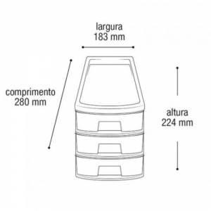 Organizador 7030 Plástico 3 Gavetas 22,4 X 18,3 x 28 cm Organizador 7030 Plástico 3 Gavetas 22,4 X 18,3 x 28 cm