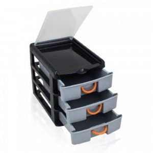 Organizador 7080 Plástico 3 Gavetas e Tampa 16 X 14 x 20 cm Organizador 7080 Plástico 3 Gavetas e Tampa 16 X 14 x 20 cm
