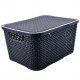 Organizador Caixa Rattan Com Tampa Preto 7L 29x19,5x15,5cm Organizador Caixa Rattan Com Tampa Preto 7L 29x19,5x15,5cm