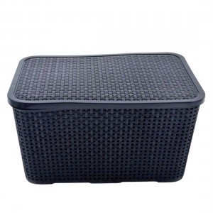 Organizador Caixa Rattan Com Tampa Preto 7L 29x19,5x15,5cm Organizador Caixa Rattan Com Tampa Preto 7L 29x19,5x15,5cm