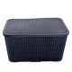 Organizador Caixa Rattan Com Tampa Preto 7L 29x19,5x15,5cm Organizador Caixa Rattan Com Tampa Preto 7L 29x19,5x15,5cm