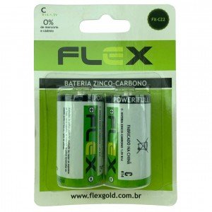 Pilha Média C Zinco Carbono 1,5V Cartela com 2 pilhas