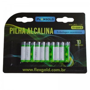 Pilha Palito AAA Alcalina 1,5V LR03 Cartela com 10 pilhas Pilha Palito AAA Alcalina 1,5V LR03 Cartela com 10 pilhas
