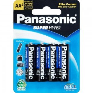 Pilha Pequena AA 1,5V Panasonic Cartela Com 4 pilhas Pilha Pequena AA 1,5V Panasonic Cartela Com 4 pilhas