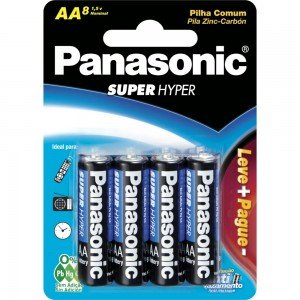 Pilha Pequena AA 1,5V Panasonic Cartela Com 8 pilhas Pilha Pequena AA 1,5V Panasonic Cartela Com 8 pilhas