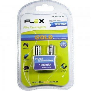 Pilha Pequena Recarregável AAA 1,5V 1000mA Cart. Com 2 pilhas Pilha Pequena Recarregável AAA 1,5V 1000mA Cart. Com 2 pilhas