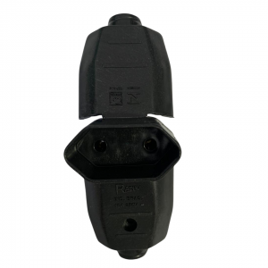 Plug de Tomada Fêmea 2P (2 Pinos) 10A Universal Preto Plug de Tomada Fêmea 2P (2 Pinos) 10A Universal Preto