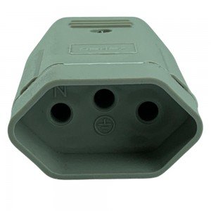 Plug de Tomada Fêmea 2P+T (3 Pinos) 10A Universal Cinza