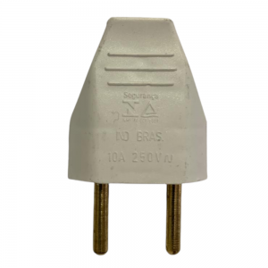 Plug de Tomada Macho 2P (2 Pinos) 10A Universal Branco