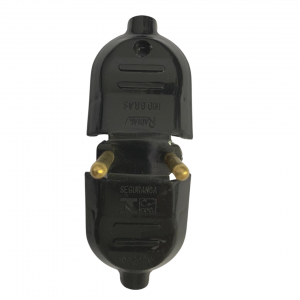 Plug de Tomada Macho 2P (2 Pinos) 10A Universal Preto