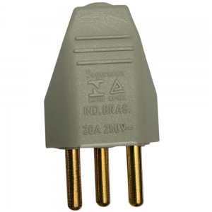 Plug de Tomada Macho 2P+T (3 Pinos) 20A Universal Cinza
