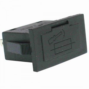 Porta Fusível BF-020 Retangular Para Painel Preto