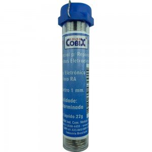 Estanho Para Solda Em Fio 1,0mm Tubo 22gr Cobix Fluxo RA Estanho Para Solda Em Fio 1,0mm Tubo 22gr Cobix Fluxo RA