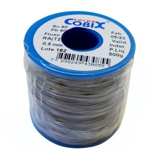 Rolo de Solda Cobix Azul C-1/2 60x40 500gr Fio 0,5mm Rolo de Solda Cobix Azul C-1/2 60x40 500gr Fio 0,5mm