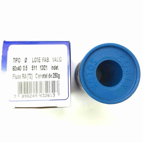 Rolo de Solda Cobix Azul C-250 60x40 250gr Fio 0,5mm Rolo de Solda Cobix Azul C-250 60x40 250gr Fio 0,5mm