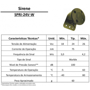 Sirene Automotiva De Ré SPRI-24V-W (Sinalizador Acústico) Sirene Automotiva De Ré SPRI-24V-W (Sinalizador Acústico)