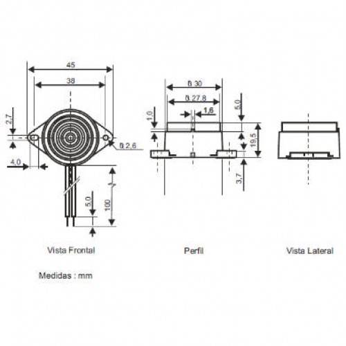Buzzer Intermitente Sonalarme S-6/30V-O-I Oscilador Interno Buzzer Intermitente Sonalarme S-6/30V-O-I Oscilador Interno