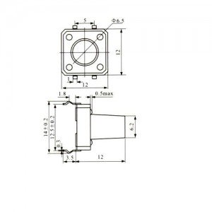Chave Tactil 12x12x12mm 4 Terminais Chave Tactil 12x12x12mm 4 Terminais
