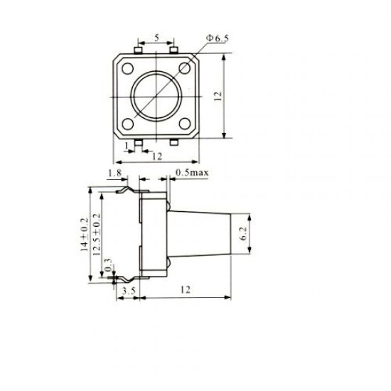 Chave Tactil 12x12x12mm 4 Terminais Chave Tactil 12x12x12mm 4 Terminais