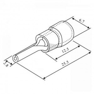 Terminal Tipo Pino PTV-5,5-13 Amarelo Isolado 12/10 AWG