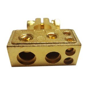 Terminal de Bateria 4 Vias Dourado Pólo Negativo Terminal de Bateria 4 Vias Dourado Pólo Negativo