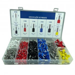 Terminal Elétrico ilhós Tubular 0,75mm2 a 10mm2 Kit 1200 pçs