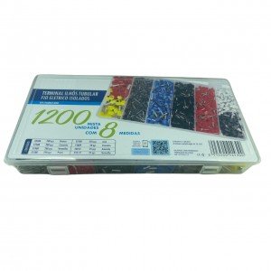 Terminal Elétrico ilhós Tubular 0,75mm2 a 10mm2 Kit 1200 pçs Terminal Elétrico ilhós Tubular 0,75mm2 a 10mm2 Kit 1200 pçs
