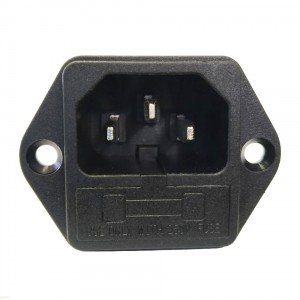 Tomada AC AS-07 Tripolar Macho Para Painel Com Porta Fusível