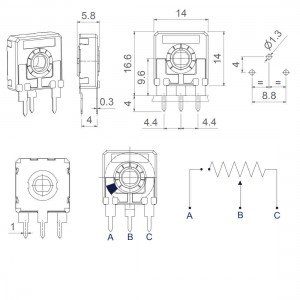 Trimpot 1K Ohms (1K/102) Vertical 14mm Trimpot 1K Ohms (1K/102) Vertical 14mm