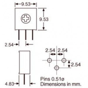 Trimpot 3386H 5K Ohms (5K/502) 1 Volta