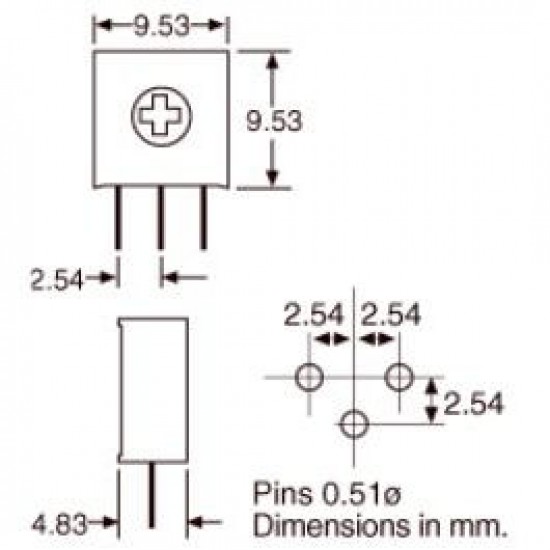 Trimpot 3386H 1K Ohms (1K/102) 1 Volta Trimpot 3386H 1K Ohms (1K/102) 1 Volta