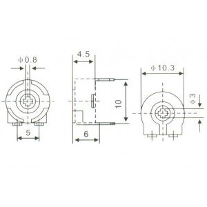 Trimpot PT10-2-M 50K Ohms (50K/503) Horizontal Trimpot PT10-2-M 50K Ohms (50K/503) Horizontal